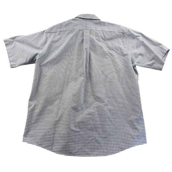 L.L. Bean Mens Dress Shirt 17.5 Neck Short Sleeve Wrinkle Resistant Checkered - Picture 2 of 7